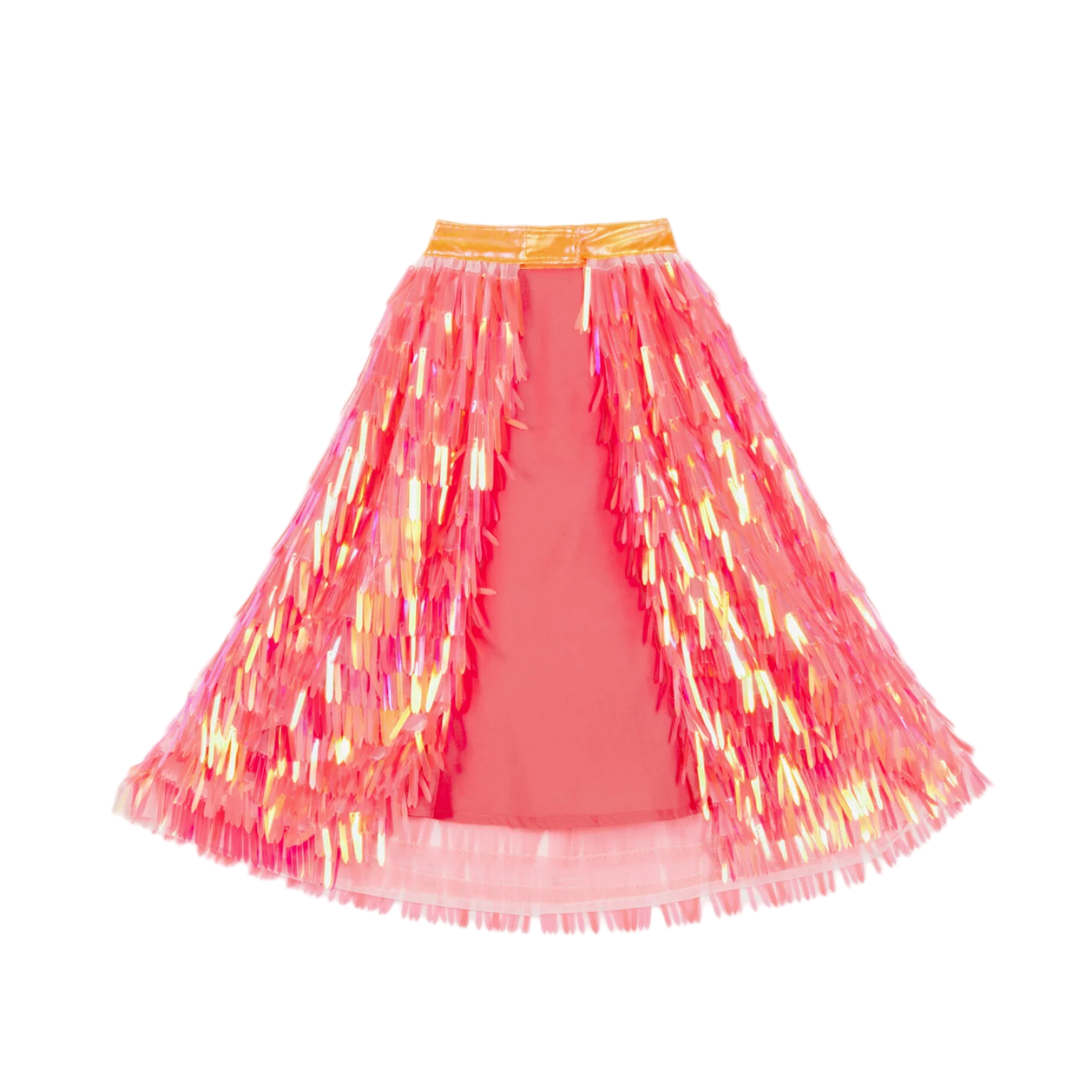 Pink tinsel skirt on a white background - Little-ish