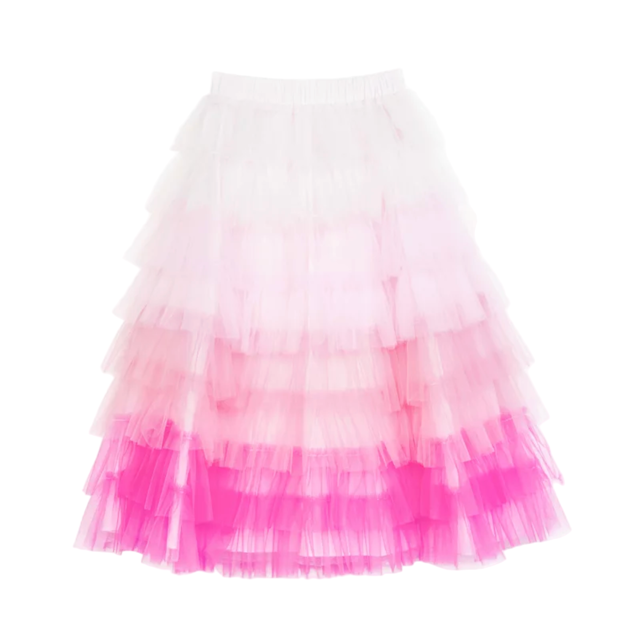 Pink and white tiered skirt on a white background - Little-ish