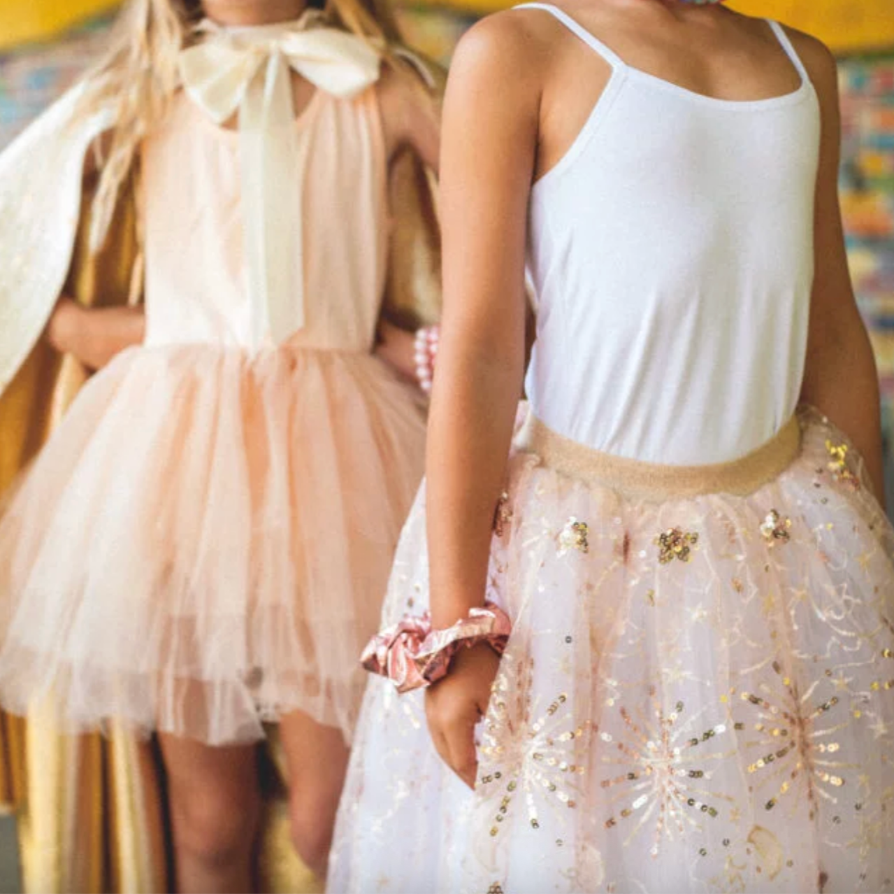 EMBROIDERED MOON AND STAR SKIRT - ROSE GOLD - Little-ish