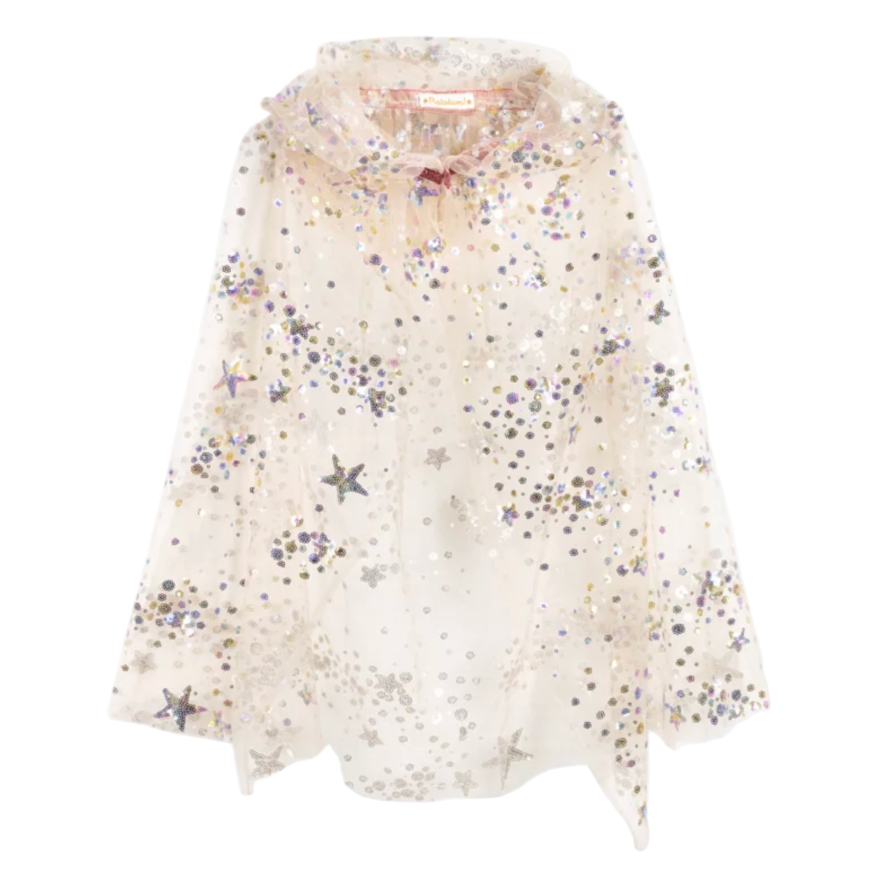 White scarf with star-shaped sequins on a white background - Little-ish