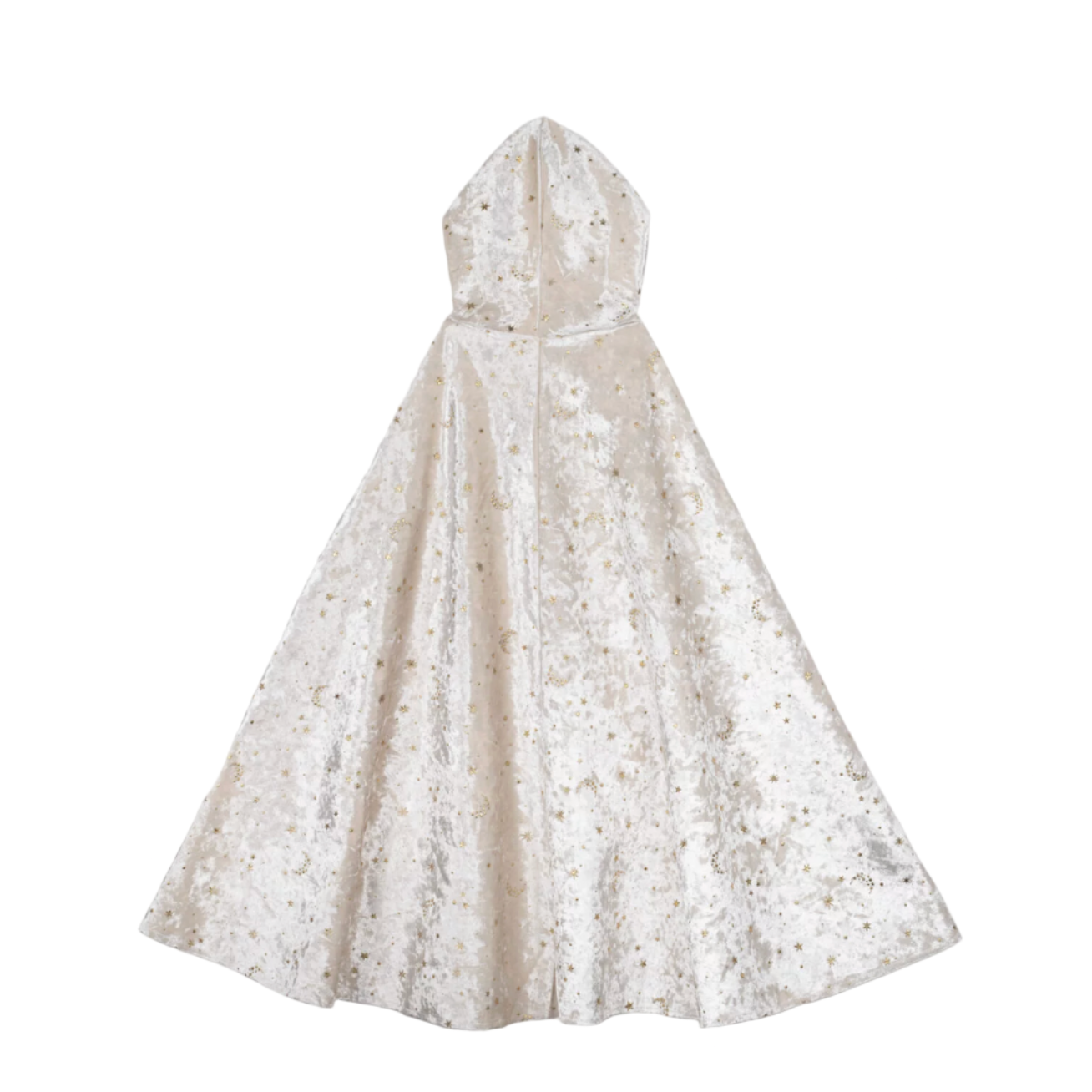 White hooded cloak with subtle pattern on a white background
