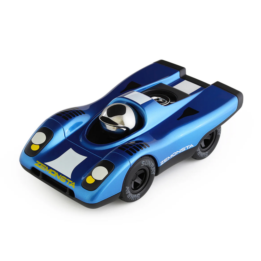 Blue toy race car on a white background - Little-ish