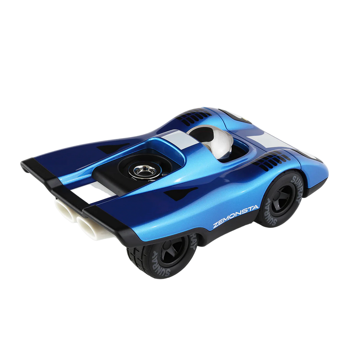 Blue and black toy car on a white background - Little-ish