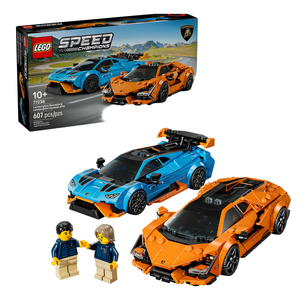 LEGO Speed Champions Lamborghini set with packaging on a white background