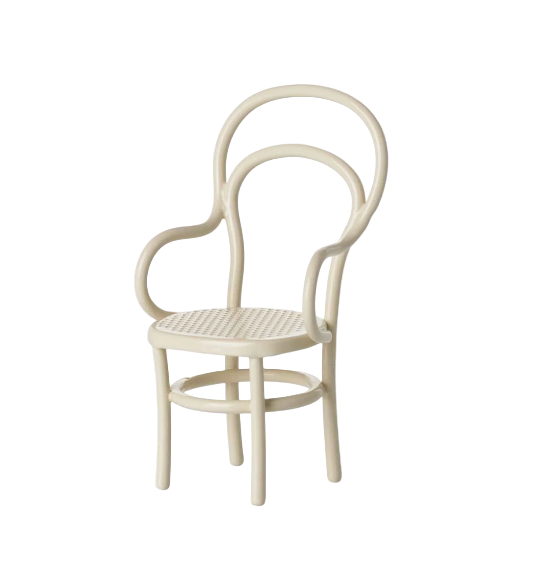 White chair with a decorative backrest on a white background