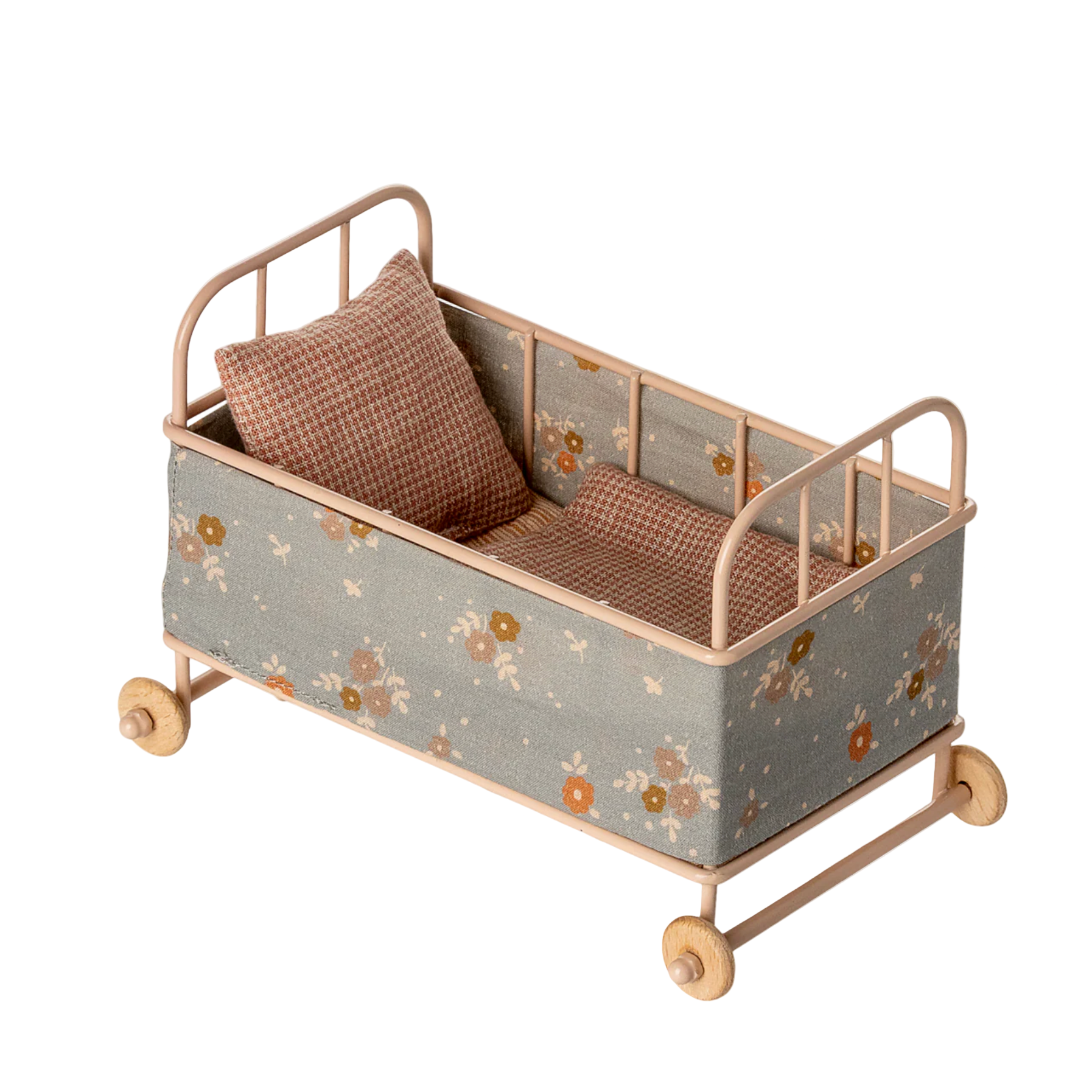 Children's bed with floral pattern and wheels on a white background - Little-ish