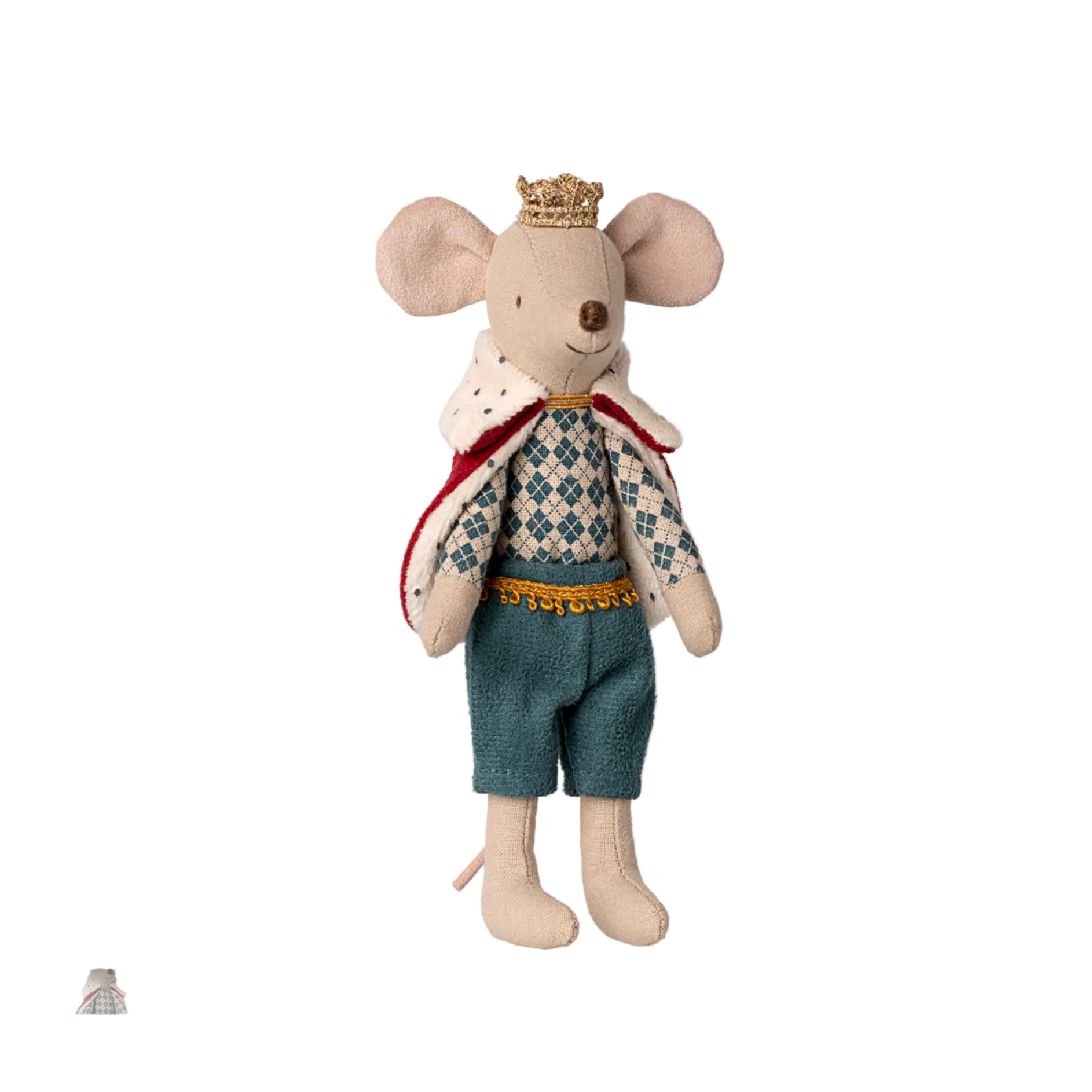 Stuffed toy mouse dressed as a king on a computer screen — Little-ish