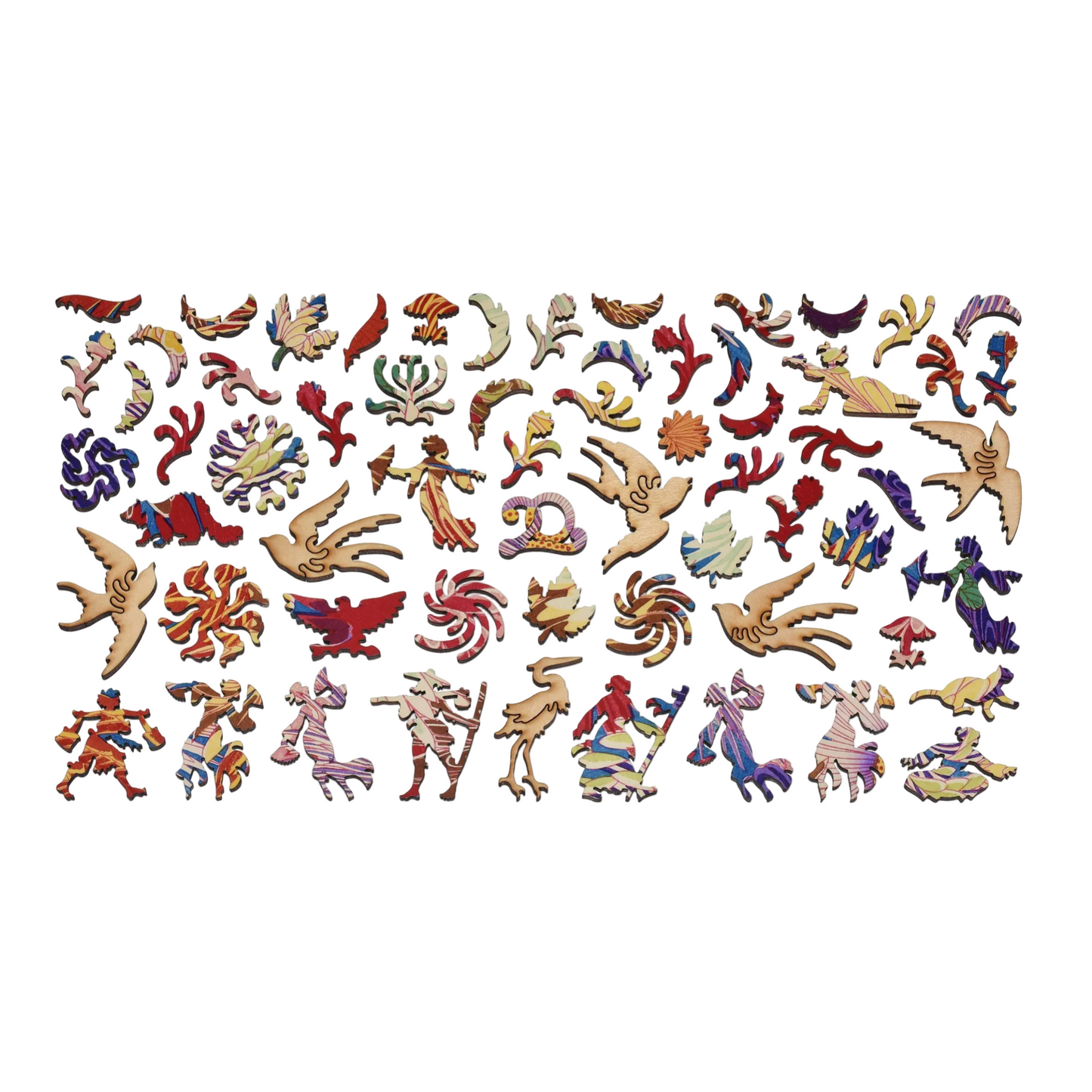 Collection of decorative figurines on a Liberty Puzzles website page.