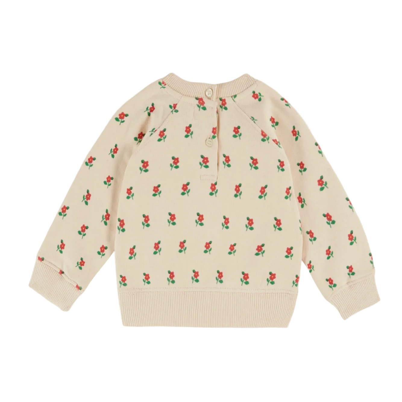 Beige cardigan with floral pattern on a beige background