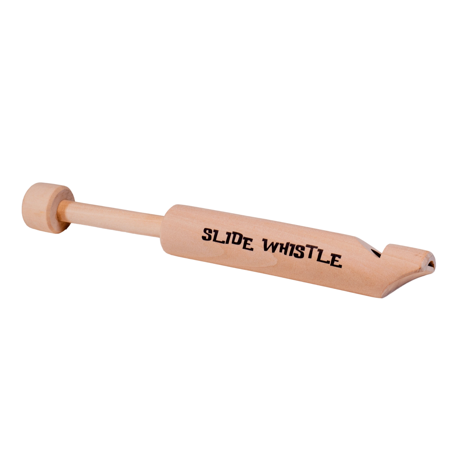 Wooden slide whistle on a white background