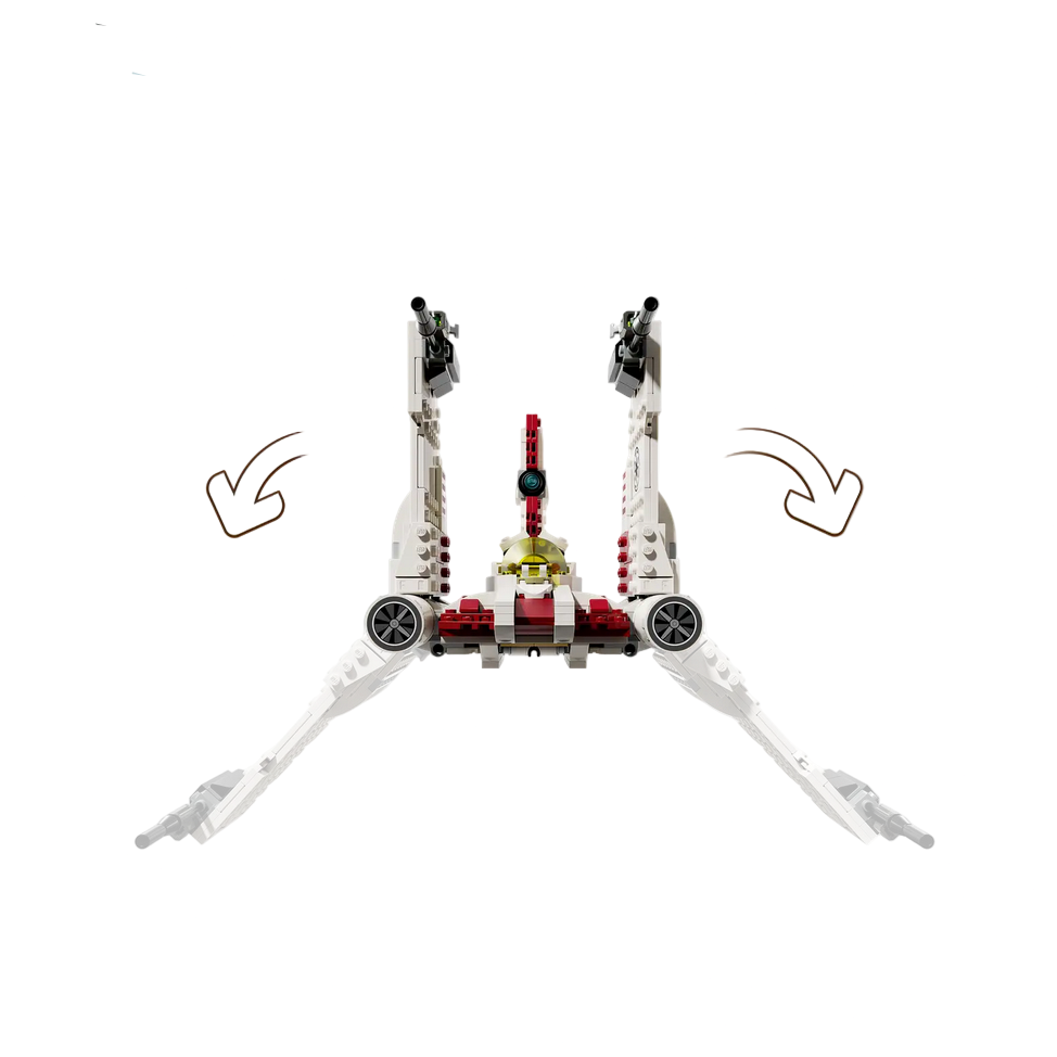 LEGO set with a spaceship and figure on a white background