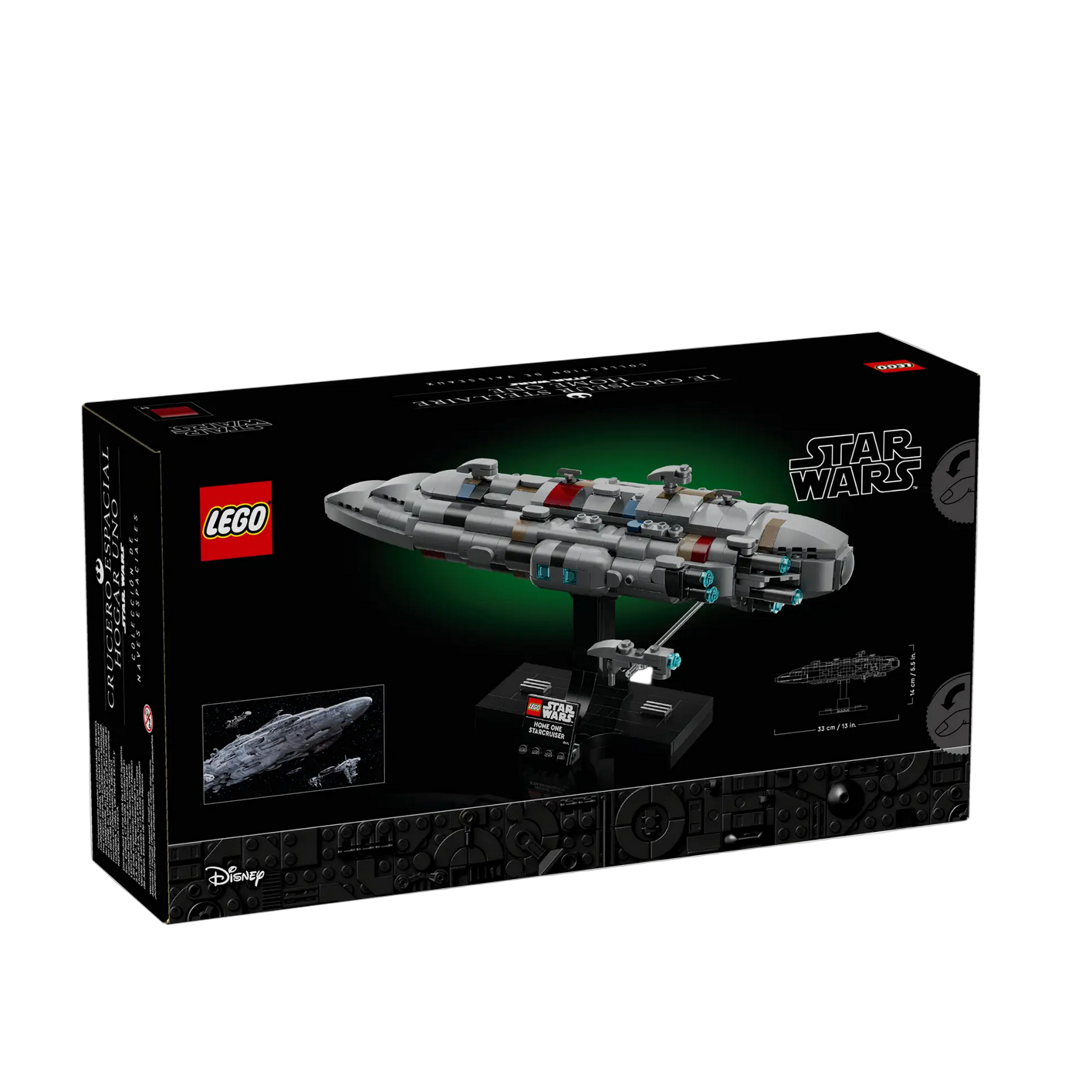 LEGO Star Wars spaceship model on a white background