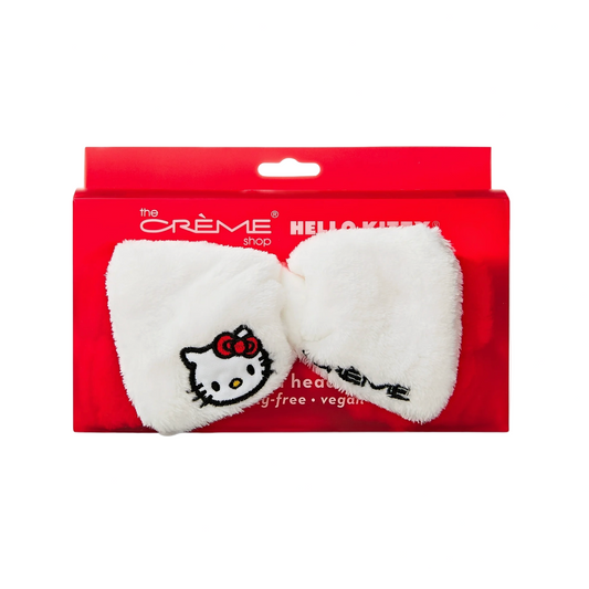 White Hello Kitty headbands with red bow on a red packaging box.