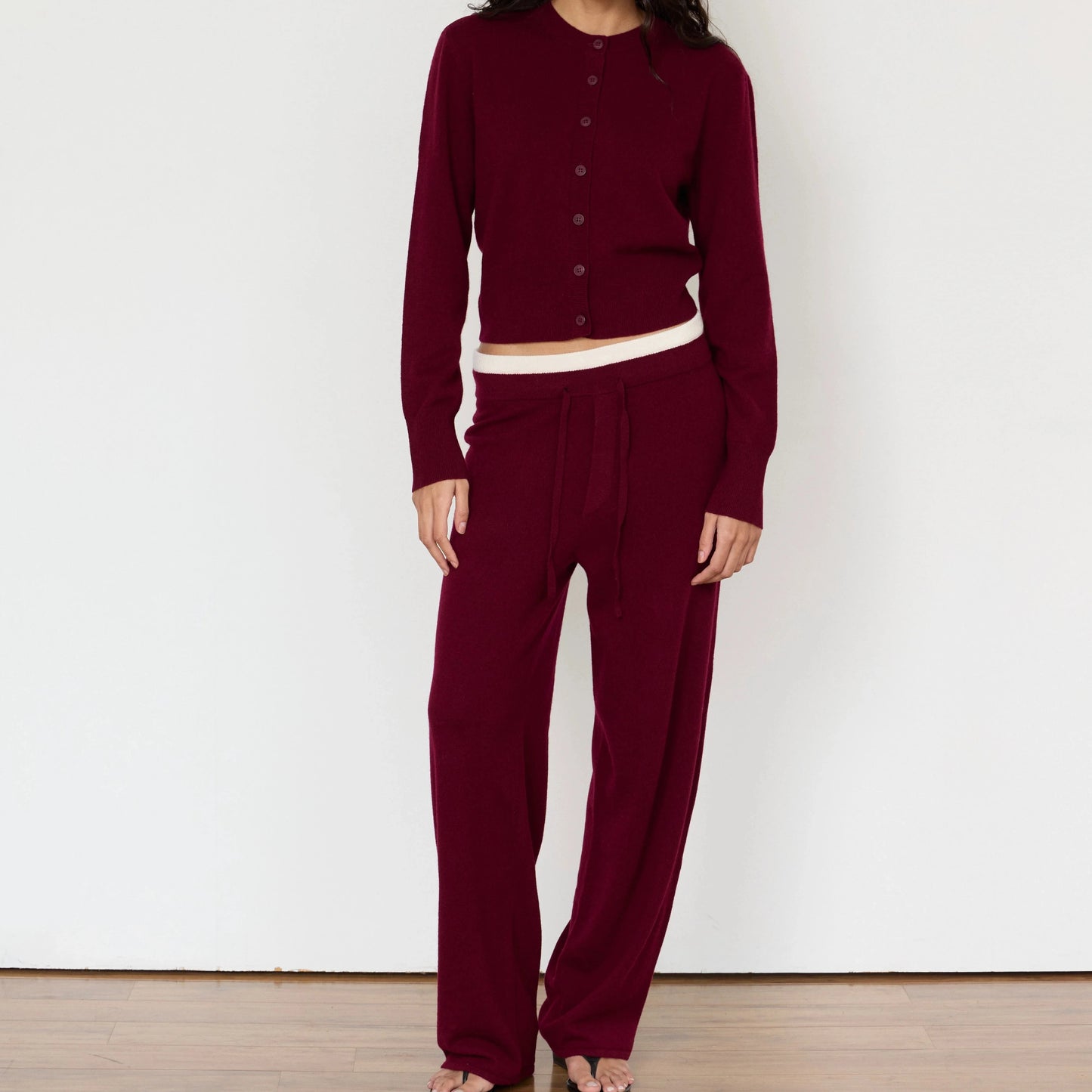 TOVE LAYERED CASHMERE PANT - MERLOT