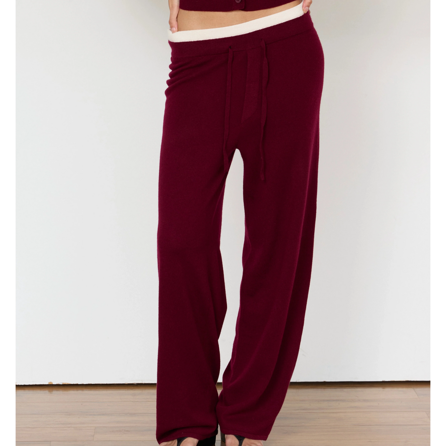 TOVE LAYERED CASHMERE PANT - MERLOT