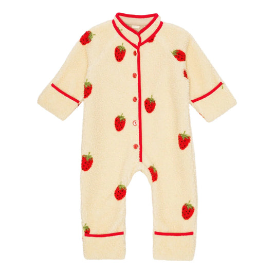 BABY STRAWBERRY FLEECE ONESIE OUTERWEAR
