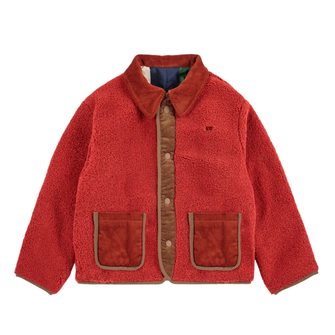 MULTICOLOR TILE REVERSIBLE SHEEPSKIN JACKET - Little-ish