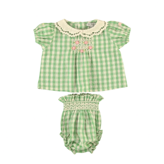 TILIA BABY SET - GREEN GINGHAM