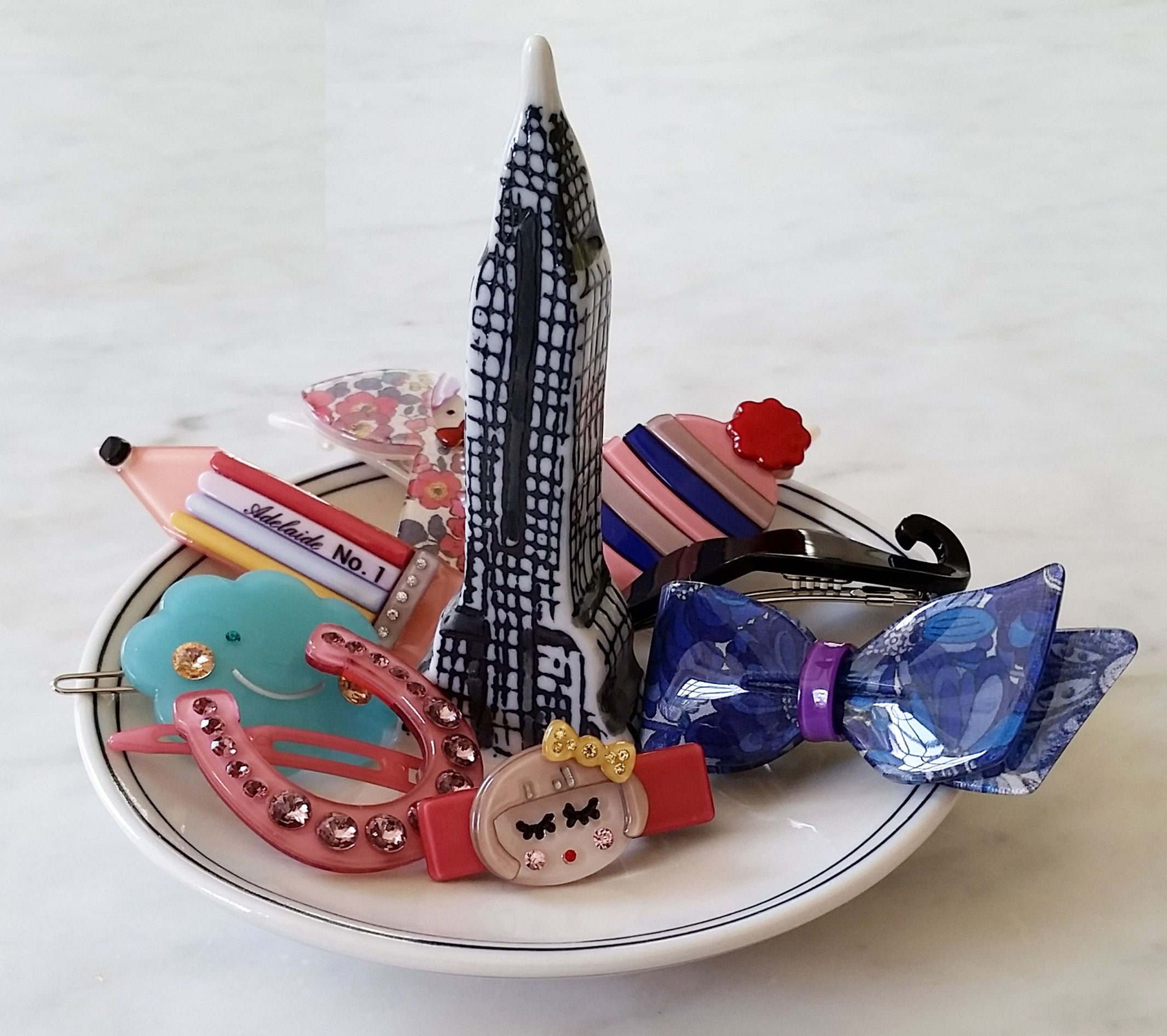 BLUE LIBERTY OF LONDON BOW CLIP - Little-ish