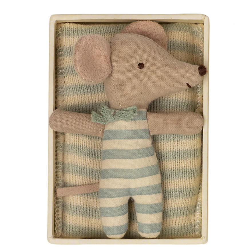 MAILEG BABY MOUSE, SLEEPY/WAKEY IN MATCHBOX - BOY - Little-ish