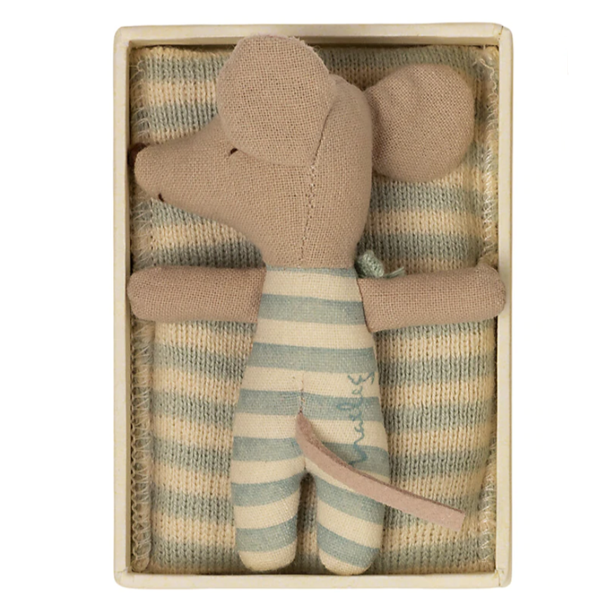 MAILEG BABY MOUSE, SLEEPY/WAKEY IN MATCHBOX - BOY - Little-ish
