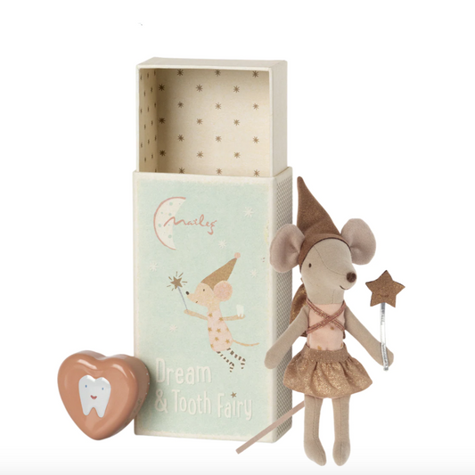 MAILEG BIG SISTER TOOTH FAIRY MOUSE IN MATCHBOX - ROSE