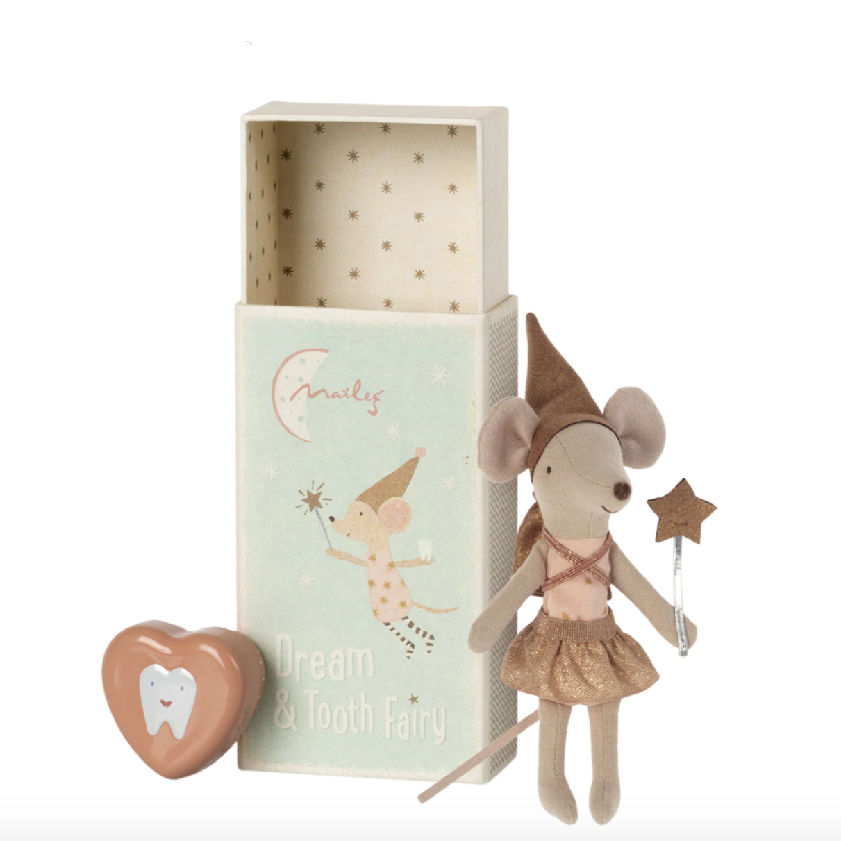 MAILEG BIG SISTER TOOTH FAIRY MOUSE IN MATCHBOX - ROSE - Little-ish