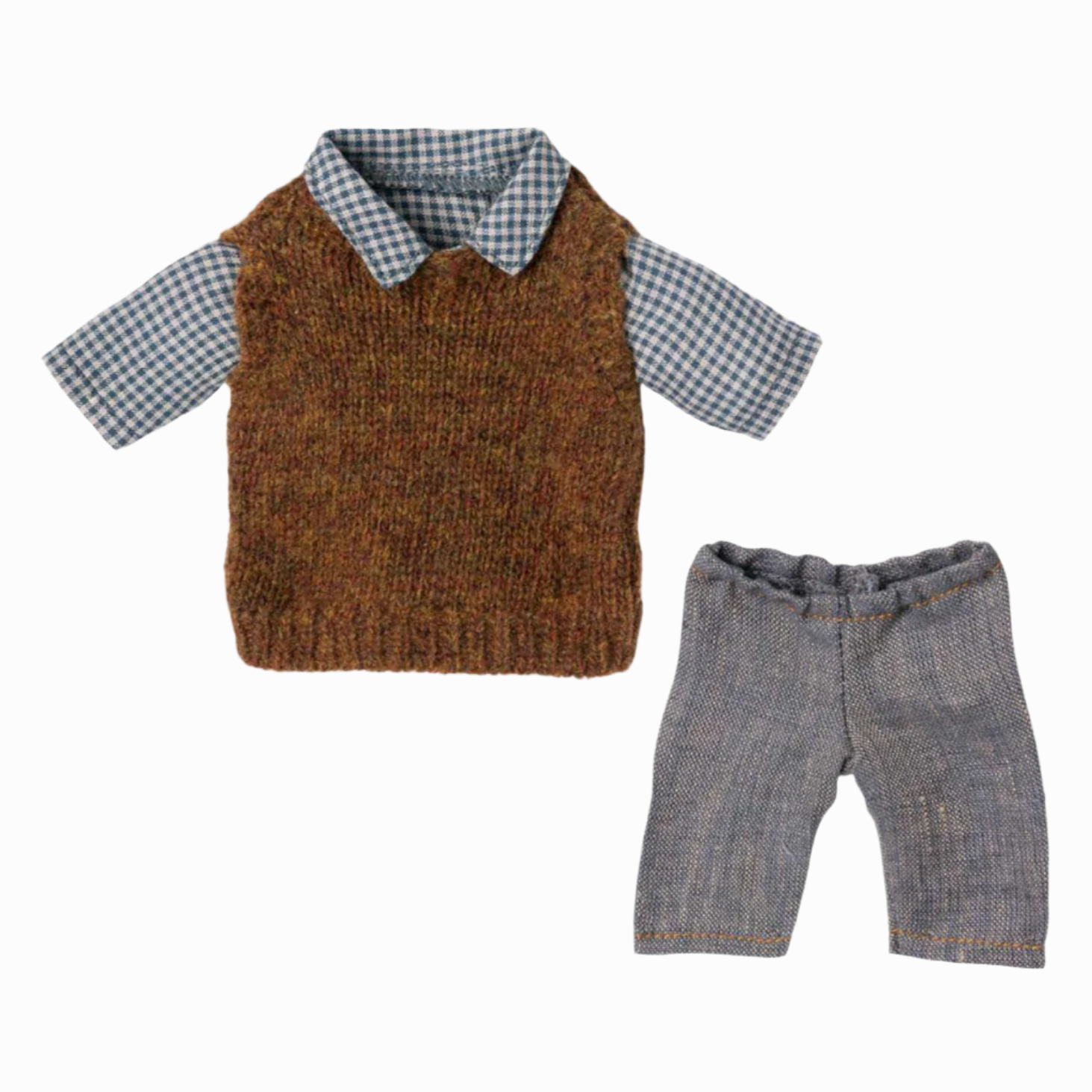 MAILEG TEDDY DAD SHIRT, SLIPOVER/VEST & PANT - Little-ish