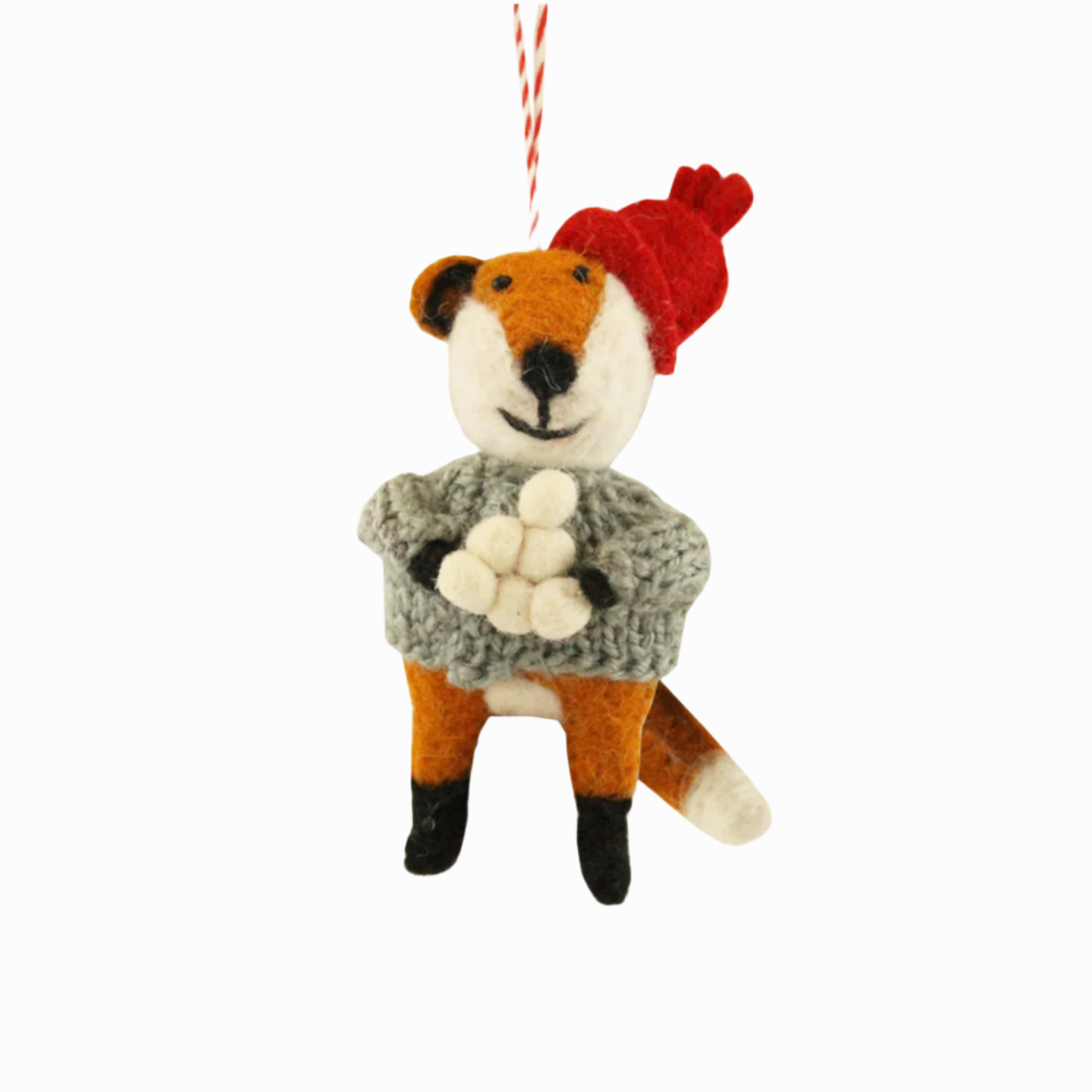 FELTED FOX WITH SNOWBALLS ORNAMENT - Little-ish