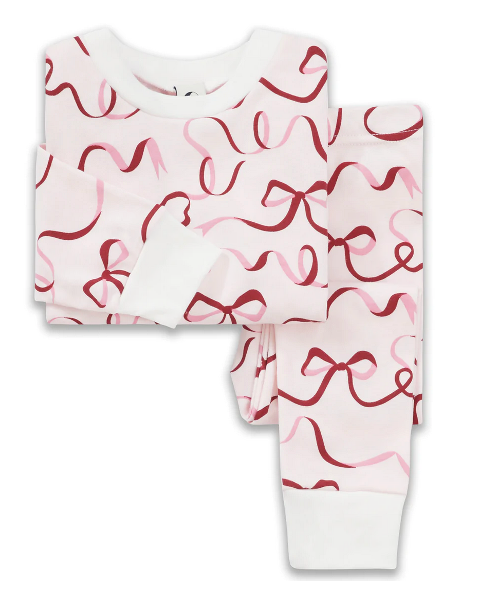 CLASSIC RED RIBBON STRIPE PAJAMA SET - Little-ish