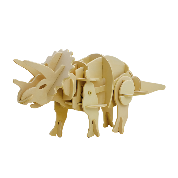 TRICERATOPS WALKING WOODEN 3D PUZZLE KIT - Little-ish