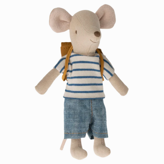 MAILEG TRICYCLE MOUSE DOLL, BIG BROTHER WITH BAG