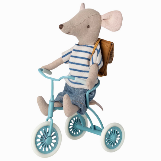 MAILEG TRICYCLE MOUSE DOLL, BIG BROTHER WITH BAG