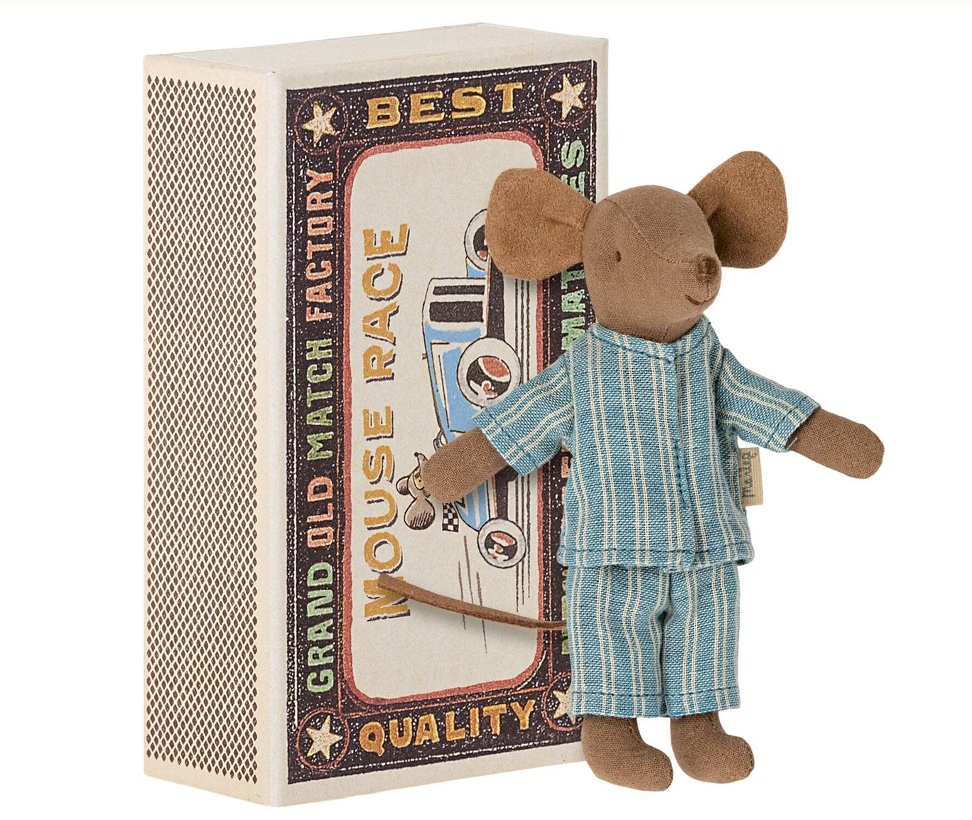 BIG BROTHER MOUSE IN MATCHBOX - BLUE PJS - Little-ish