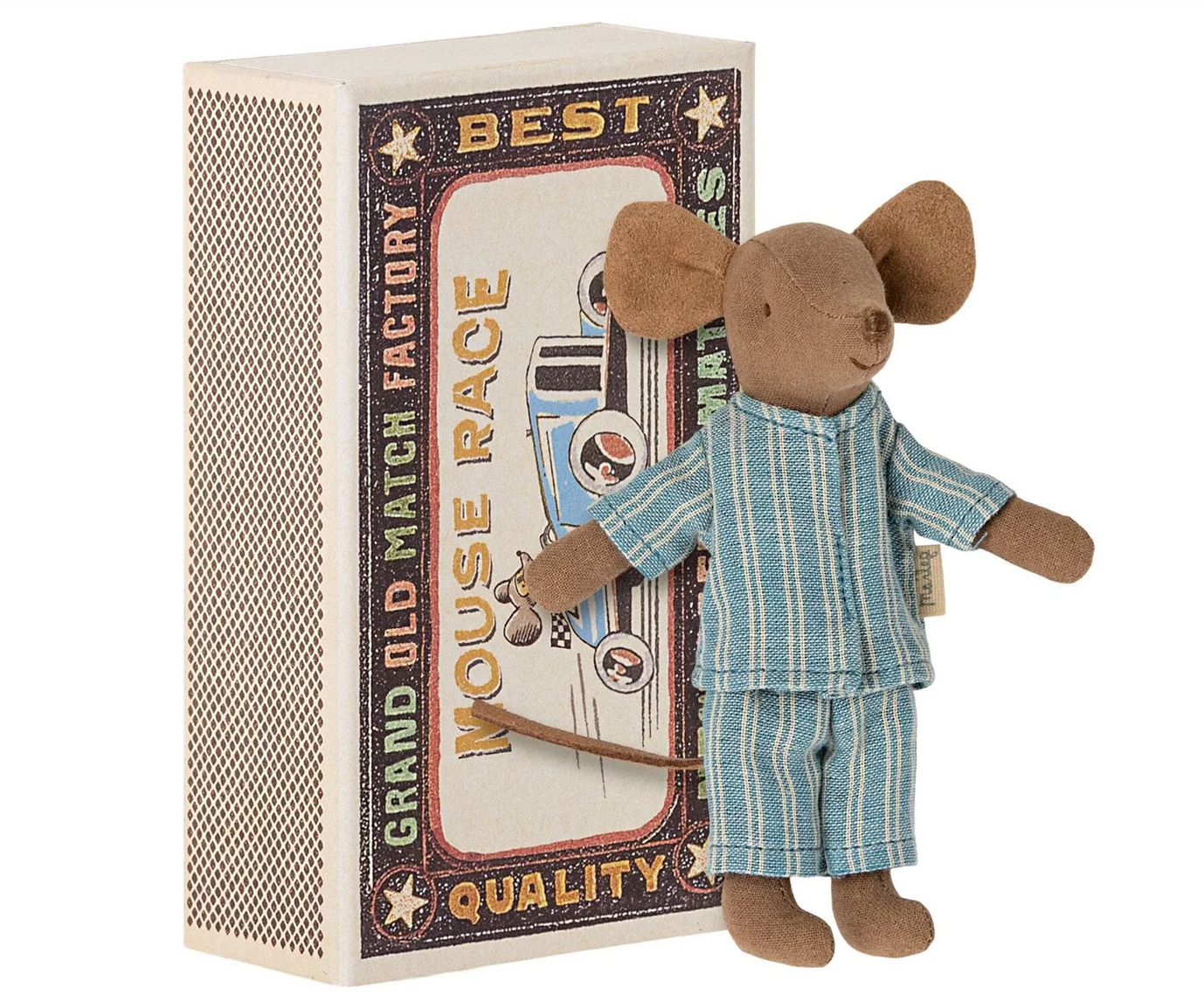 BIG BROTHER MOUSE IN MATCHBOX - BLUE PJS - Little-ish