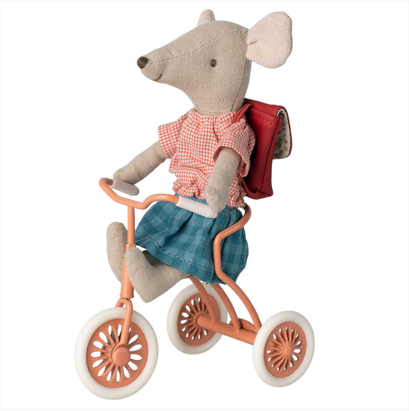 MAILEG TRICYCLE MOUSE, BIG SISTER WITH BAG - RED - Little-ish
