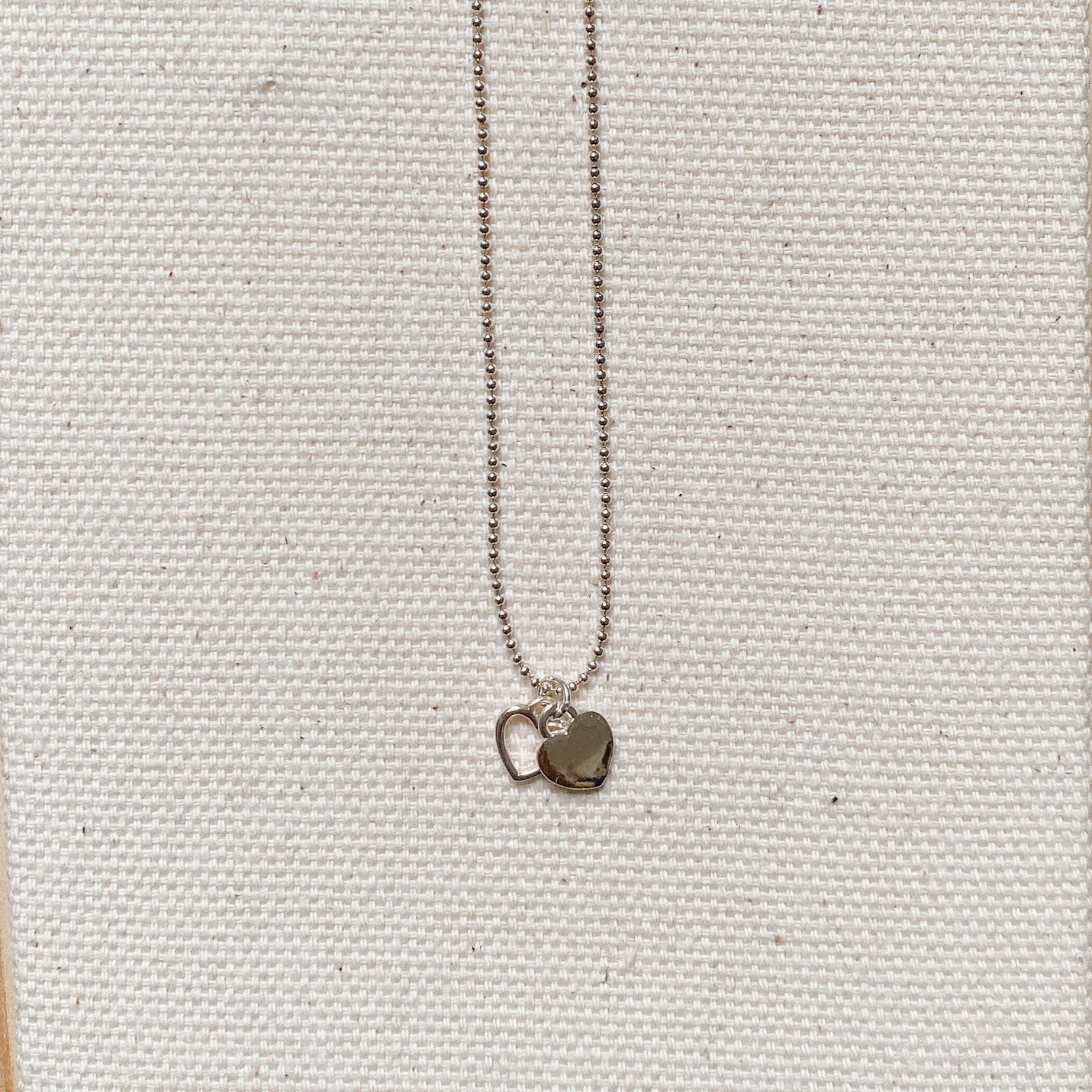 SILVER DOUBLE HEART NECKLACE - Little-ish