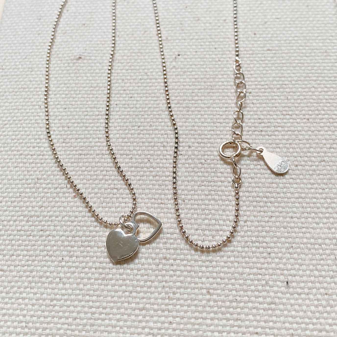 SILVER DOUBLE HEART NECKLACE - Little-ish