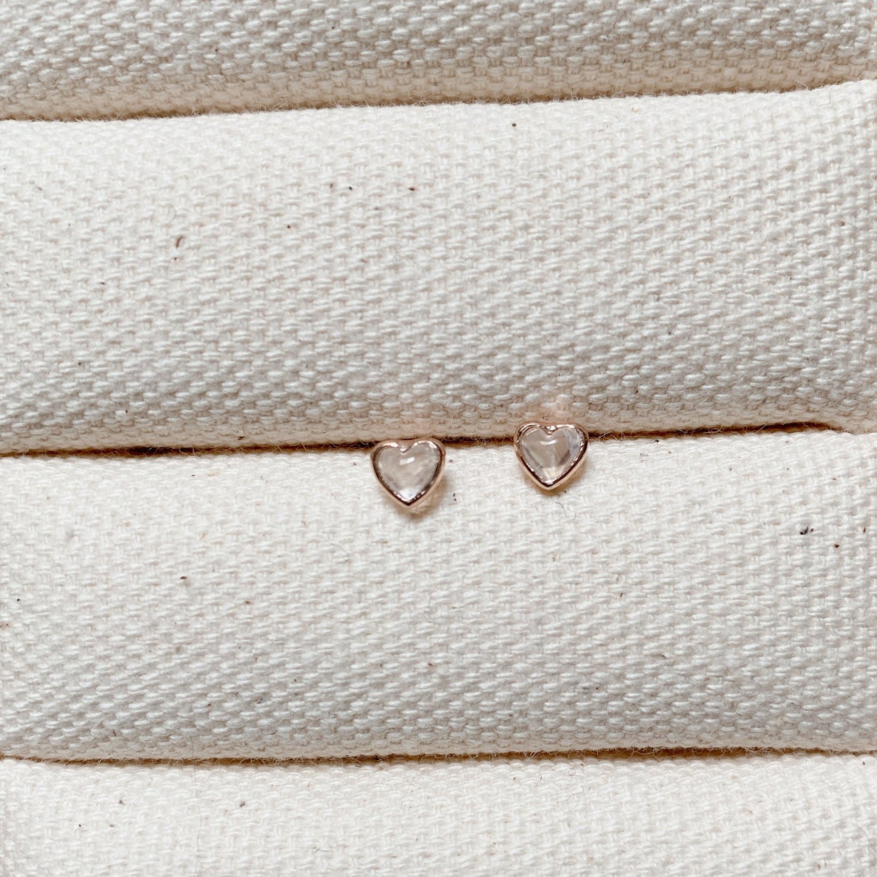 MOONSTONE HEART EARRINGS - ROSE GOLD - Little-ish