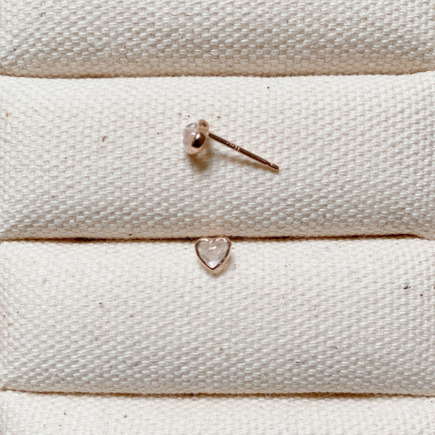 MOONSTONE HEART EARRINGS - ROSE GOLD - Little-ish