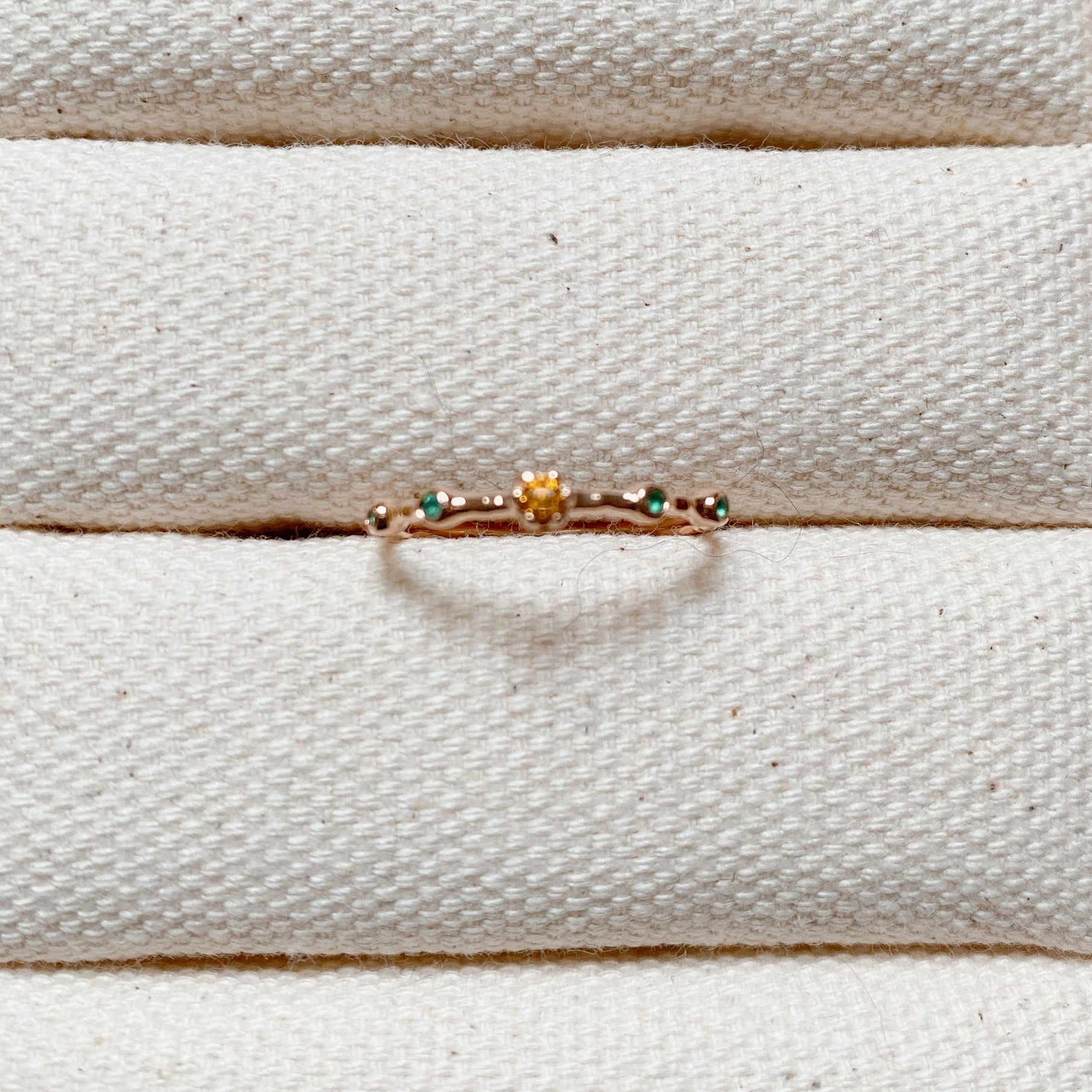 YELLOW & GREEN QUARTZ ROSE GOLD RING - Little-ish